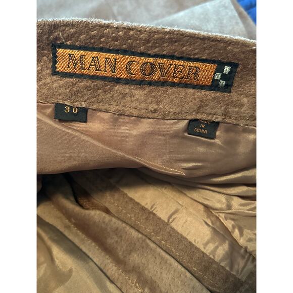 GUC Man Cover Men's Tan Suede Pants Pockets Pleats Pockets Size 30 x 31 - Picture 5 of 7